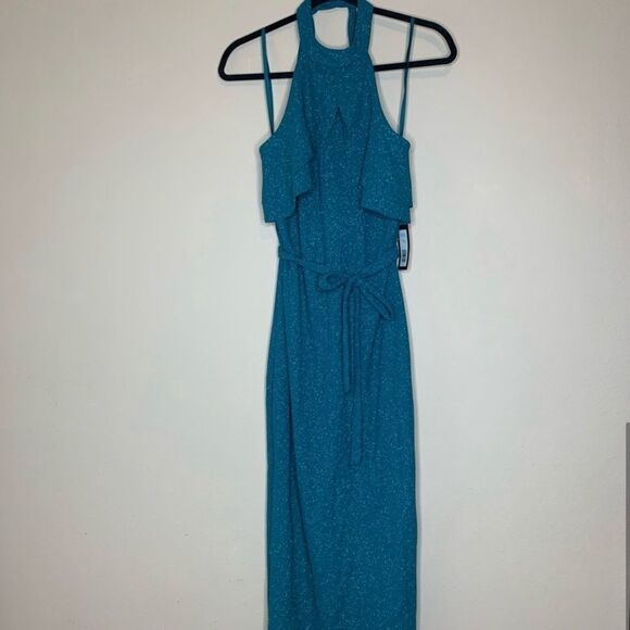 BEBE • DOUBLE RUFFLE HALTER NECK GOWN - Picture 6 of 10